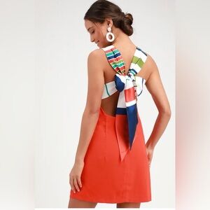 Lulu's Multicolor Backless Dress with Bow